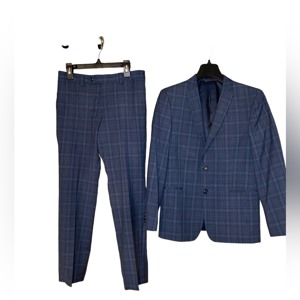 Blue & Black Checked Michael Kors Suit Size 14Sk